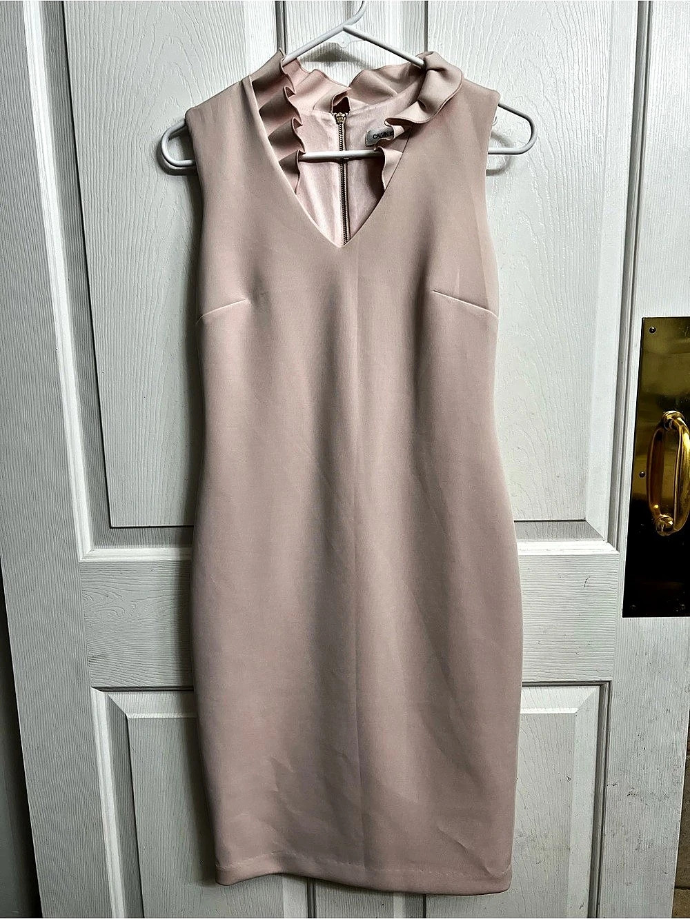 Calvin Klein Ruffle Neck Mini Dress in Pink Size 4 Like New